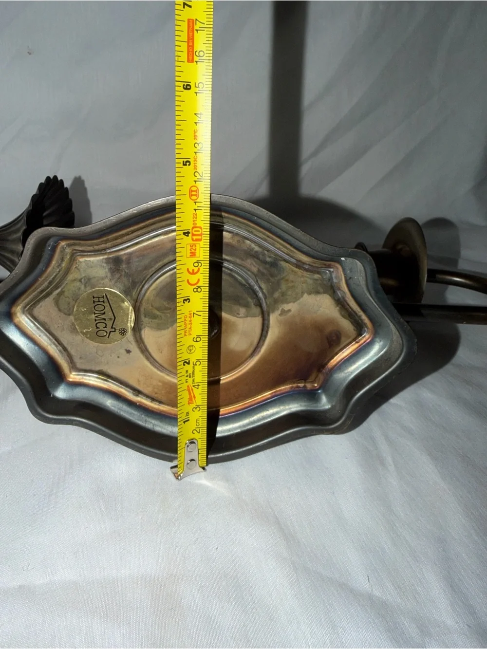Vintage Homco Brass Single Taper Candle Wall Sconce